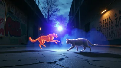 Traum von Hund jagt Katze