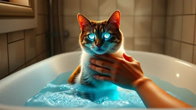Traum von einer Katze baden