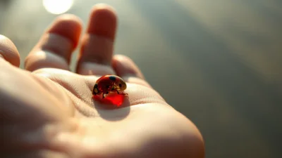 Traum von einem Marienkäfer auf der Hand