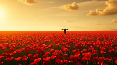 Traum von roten Blumen