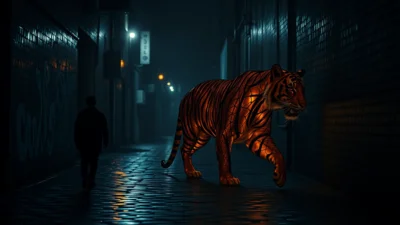 Traum von einem angreifenden Tiger