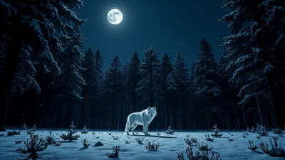 Traum von einem weißen Wolf