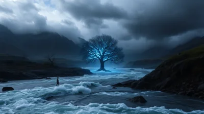 Traum von einem reißenden Fluss