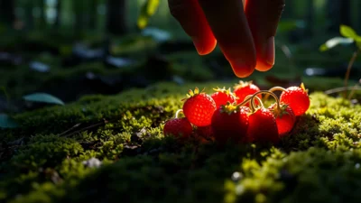 Traum von wilden Walderdbeeren